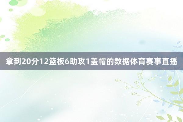 拿到20分12篮板6助攻1盖帽的数据体育赛事直播
